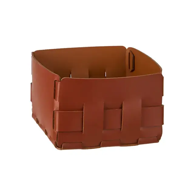 ADJ Корзинка Mini Bottega, 19x19xH13 см., цвет: бордо/коньяк