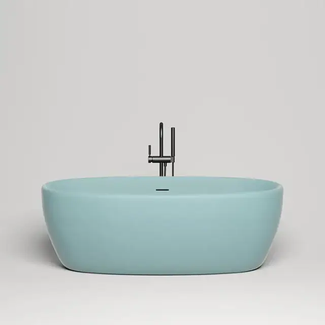 Salini Luce Ванна отдельностоящая 170х85х58cм., донный клапан &quot;Up&Down&quot;, сифон, слив-перелив, материал: S-stone, цвет: Pastel turquoise матовый