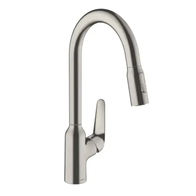 Hansgrohe Focus Кухонный смеситель, на 1 отв., с выдвижным изливом, изилв: 22см., цвет: полированная сталь
