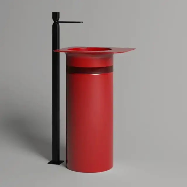 Salini Ninfea Раковина напольная 54.5х44.7х88см, без отв., донный клапан &quot;Up&Down&quot;, сифон, материал: S-Stone, цвет: Carmine red