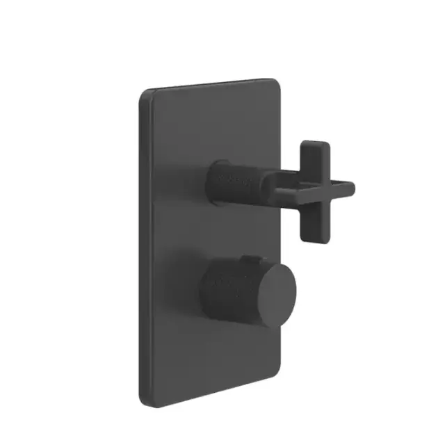 Gessi Inciso+ Термостат. смесителя, с подкл., 1/2&quot;, фильтрами и вентилем, на три источника, внешняя часть, цвет: black XL