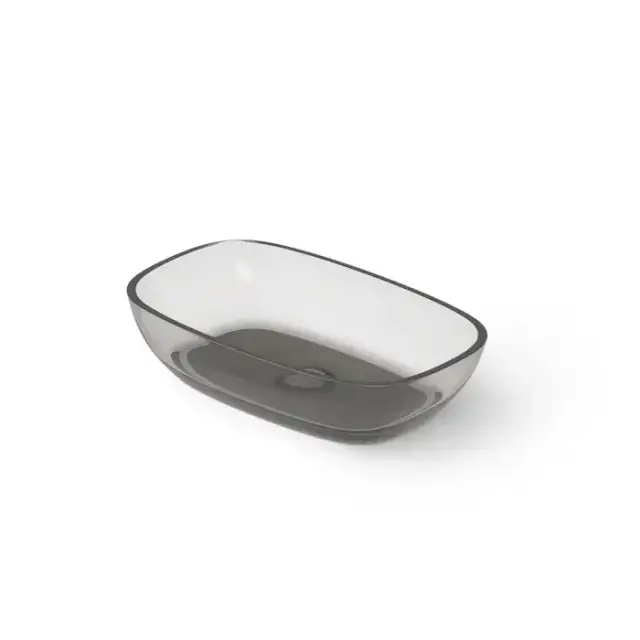 Dea Design Washbasins Раковина 60х36х14см., накладная, без отв., Glasstech, прозрачная смола, цвет: Smoky Black R4