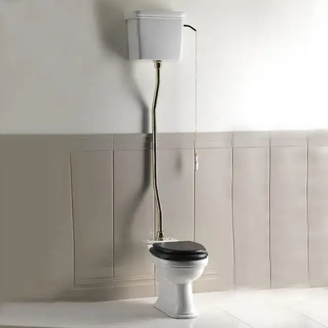 Devon&Devon Rose Унитаз 66x35,5cм, с высокой трубой, сиденье из массива дуба, фурнитура золото