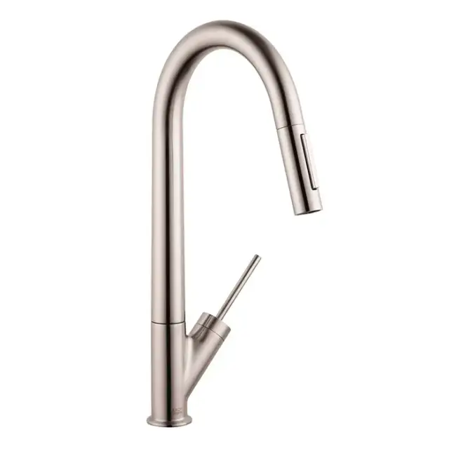 Axor Starck Смеситель для кухни, однорычажный, на 1 отв, с выдвижным душем, излив 235мм, цвет: под сталь