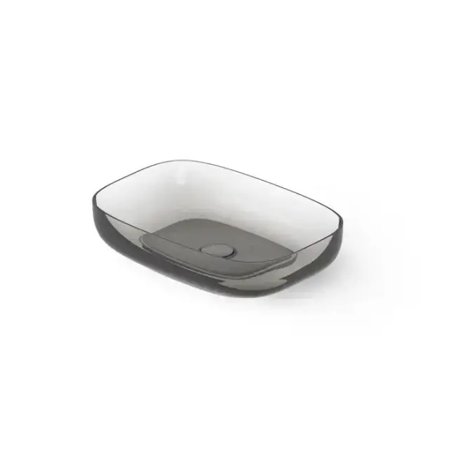Dea Design Washbasins Раковина 55х38х12см., накладная, без отв., Glasstech, прозрачная смола, цвет: Smoky Black R4