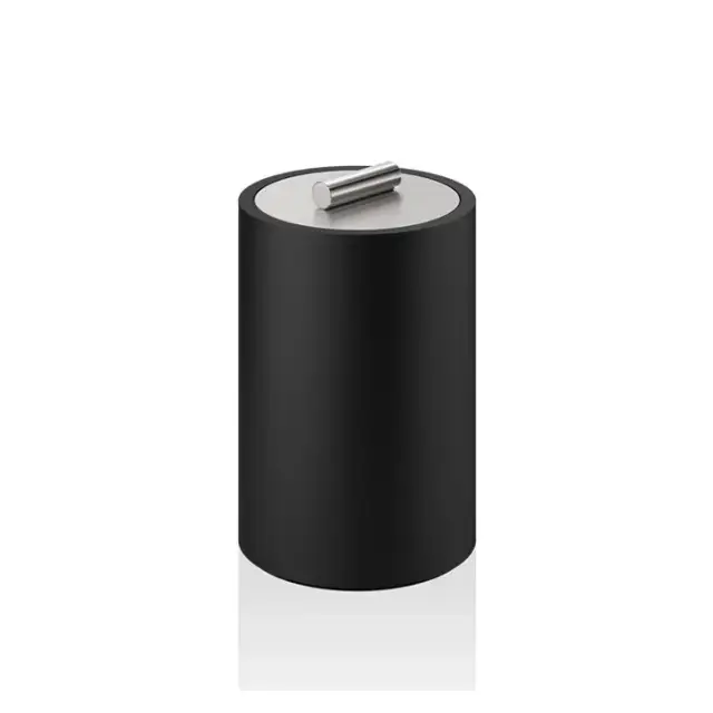 Decor Walther Black Stone DMD L Баночка универсальная 16x10см, настольная, крышкой, цвет: черный матовый / сталь матовая