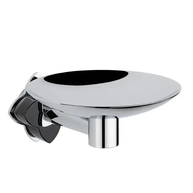 THG Petale de Cristal noir Мыльница металлическая ø 15см., подвесная, цвет: хром/черный хрусталь