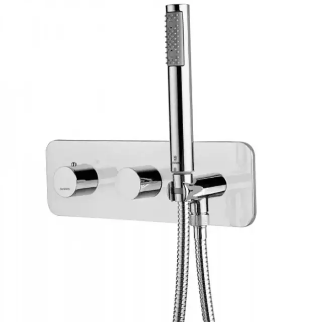 Bossini Oki Комплект: Термостат высокой пропускной способности с девиатором на 2 выхода, ручной душ ZEN и шланг, цвет: хром