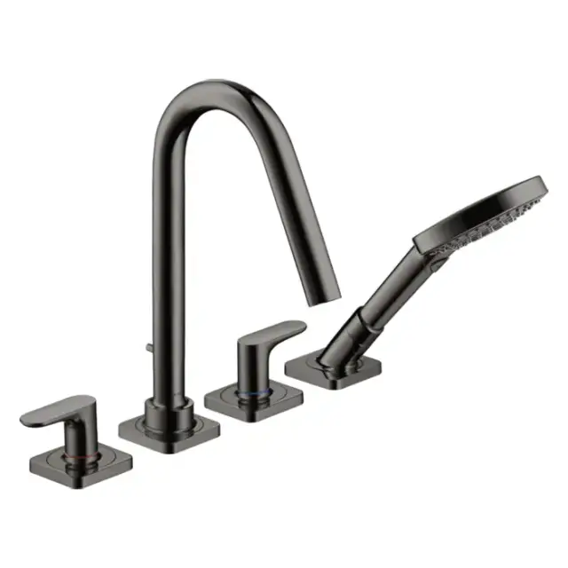 Axor Citterio M Смеситель для ванны, на 4 отв., с ручным душем, цвет: полированный черный хром