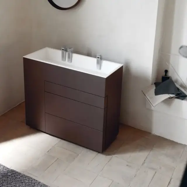 NOORTH milldue edition TOUCH Комплект мебели 100х40х88см, напольный, 3 ящика, слив в пол, раковина Milltek, смеситель H2O, цвет: Fango матовый