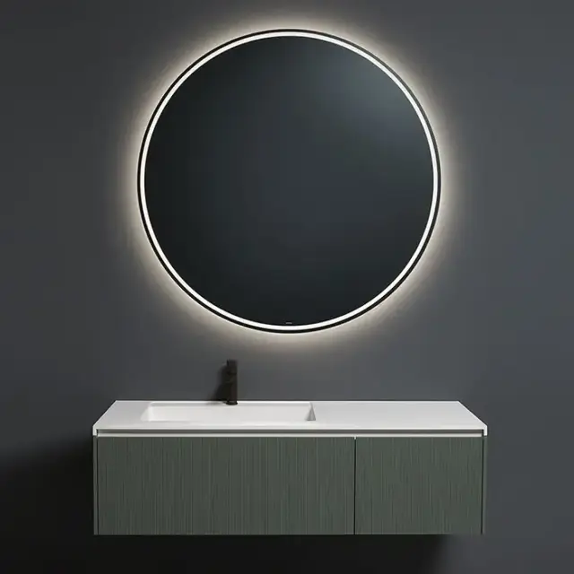 Antonio Lupi Albore Зеркало с блестящей кромкой, Ø120cм., толщиной 5 мм, с белой светодиодной подсветкой, на раме