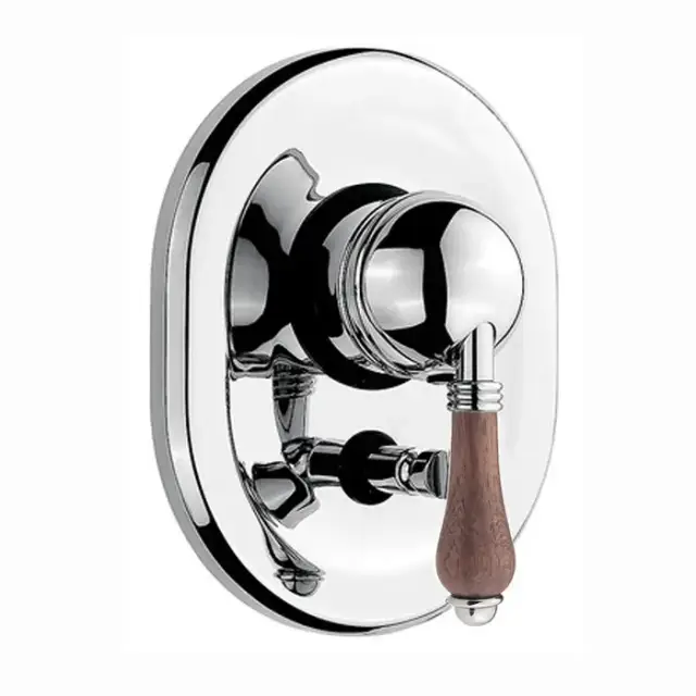 Nicolazzi Forest Встраиваемый смеситель для душа с переключением, 2 источника, ручки дерево, цвет: хром