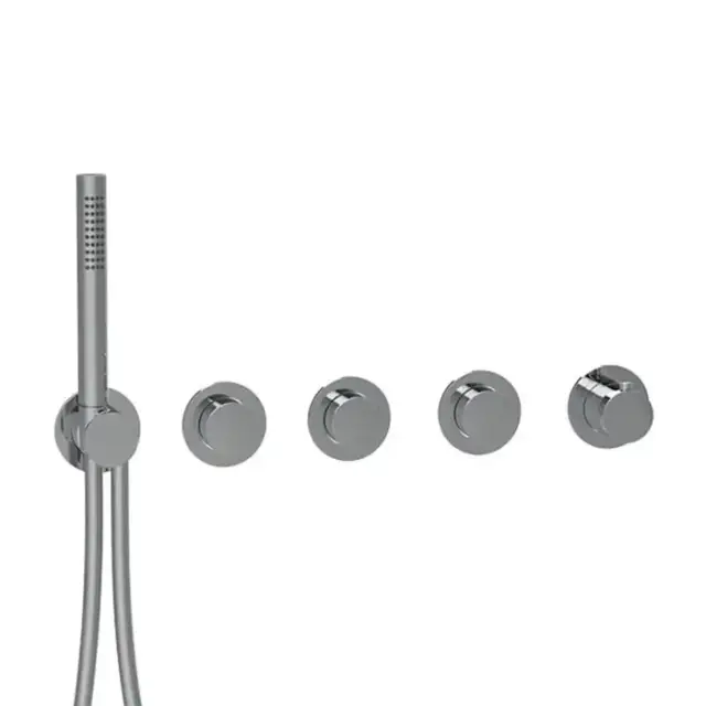 Almar Modular PUSH Смеситель для душа, встраиваемый, термостатический, на 3 потребителя с модулем ручного душа, цвет: оружейный металл брашированный PVD