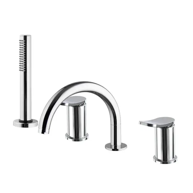 Fima Carlo Frattini Flo Смеситель на борт ванны, на 4 отв., с ручным душем, цвет: хром