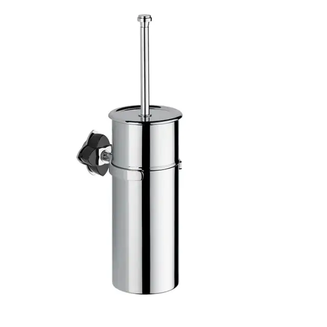 THG Pétale de cristal noir Ёршик для туалета, подвесной, цвет: хром/черный хрусталь