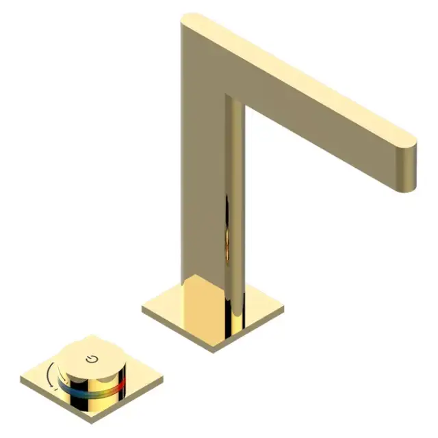 THG ICON-X CARBONE GOLD Смеситель для раковины, 2 отв., электронный, с донным клапаном, цвет: полированное золото