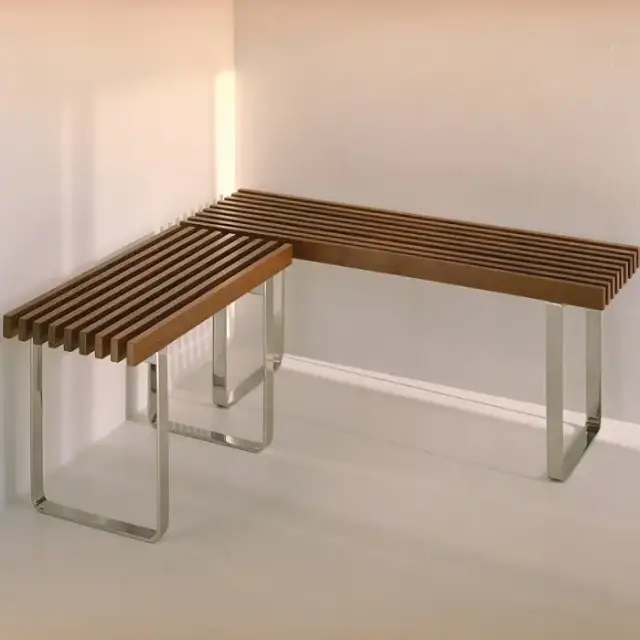 Eﬀegibi Topkapi Скамейка 115x35x44см, цвет:нержавеющая сталь/бирманский тик