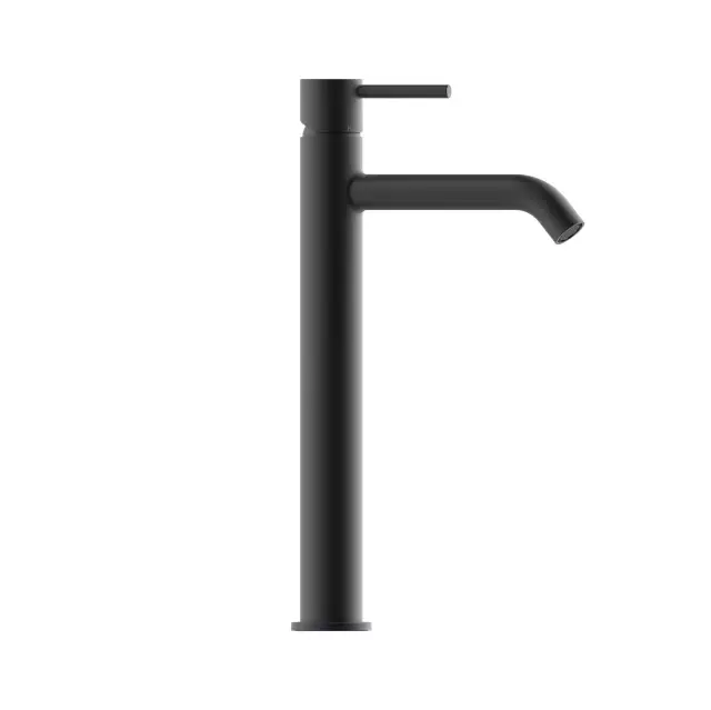 Bossini Teo M Смеситель для раковины TEO-M высокий 309 мм, с заглушкой 1”1/4 и гибкая подводка из нерж. стали, цвет: Nero opaco
