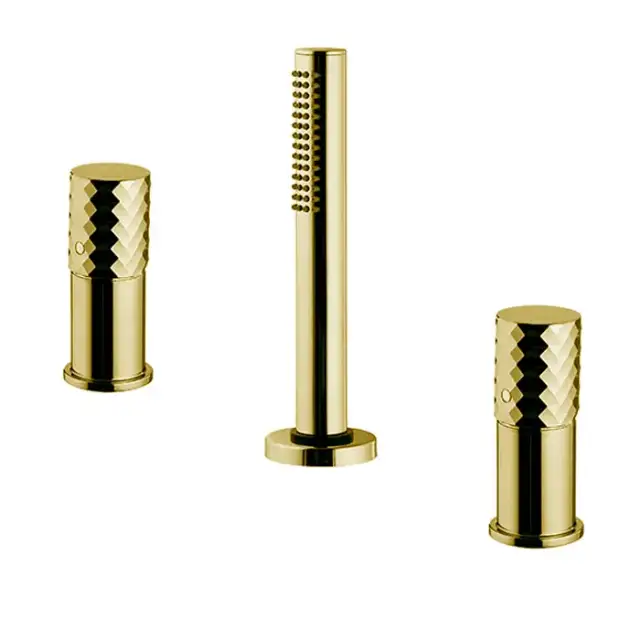 Fima Carlo Frattini Spillo Tech Смеситель на борт ванны, на 3 отв., с ручным душем., цвет: золото