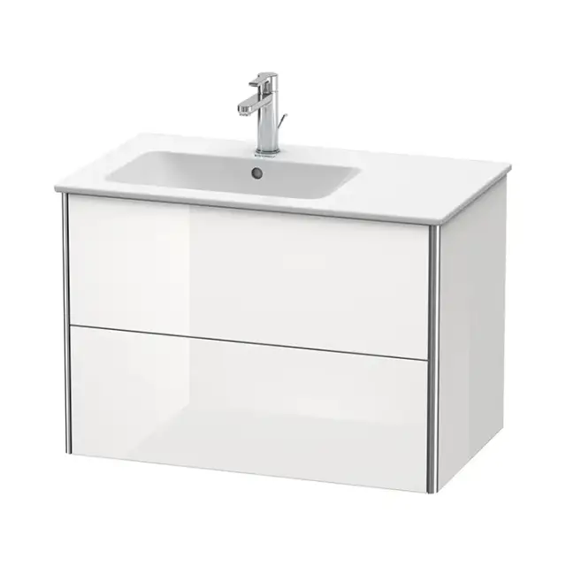 Duravit XSquare Тумба с раковиной, 81х47.8х56см., подвесная, с 1 отв., с 2 выдвижными ящика, цвет: белый глянец