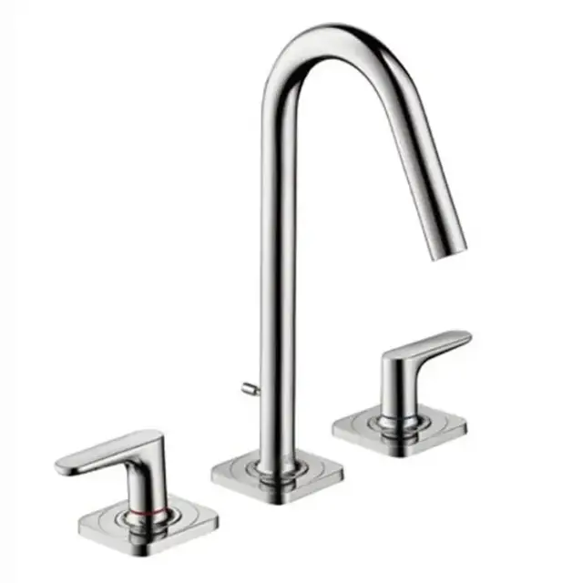 Axor Citterio M, Смеситель для раковины 160, на 3 отверстия, с рычаговыми рукоятками, розетками и коротким изливом, цвет: хром