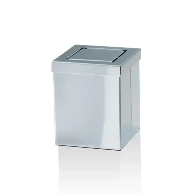 Decor Walther DW 1130 Корзина для бумаги 12x12x15см, с крышкой, напольная, цвет: сталь матовая