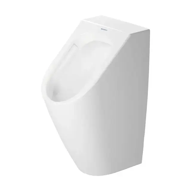 Duravit ME by Starck Писсуар Rimless 0,5л., без смывного края, подача воды сзади, с вытяжкой, сток горизонтальный, включая крепление, модель без „мушк