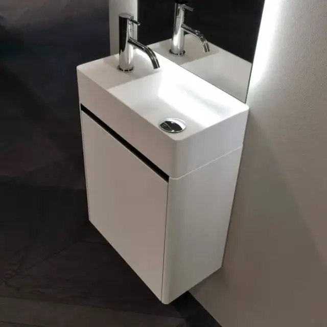 Antonio Lupi Simplo Комплект подвесной мебели 45х25хh50см, с раковиной, с 1 дверцей SX, цвет: белый goffrato