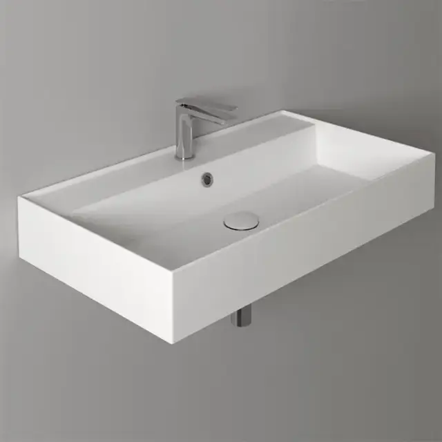 Simas Agile Раковина 81х46 см, 1 отв., подвесная/накладная, с переливом, цвет: белый