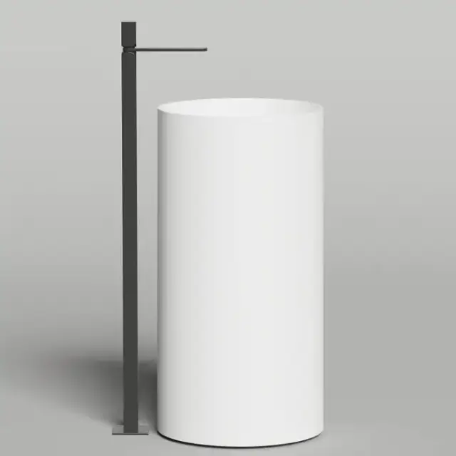 Salini Armonia Round 01 Раковина напольная 45х45х90см., мат-л: S-Stone, слив в стену, цвет: белый матовый