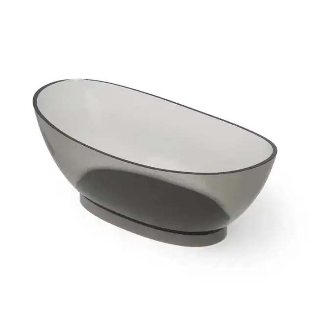 Dea Design Elegant Ванна 155x78x58см., отдельностоящая, Glasstech, прозрачная смола, цвет: Smoky Black R4