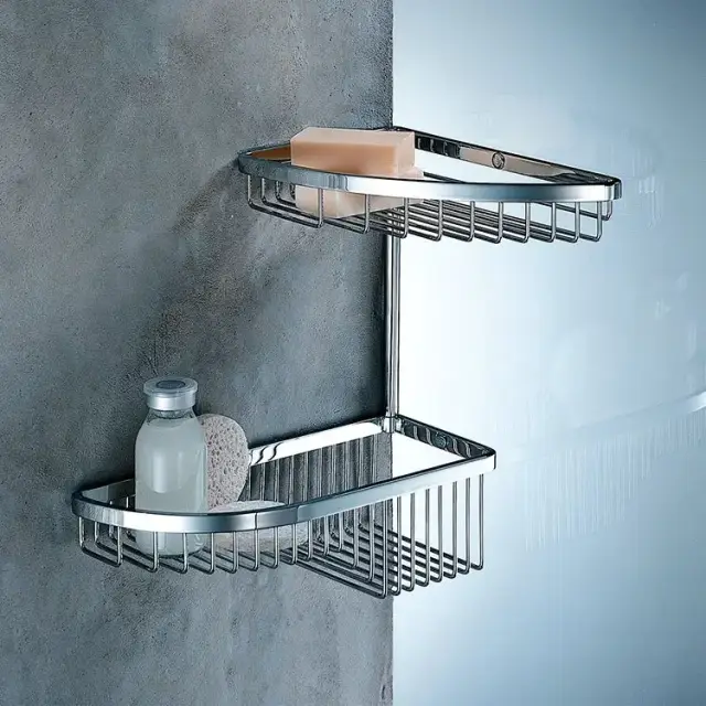 Colombo Angolari Двойная угловая полочка, цвет: хром