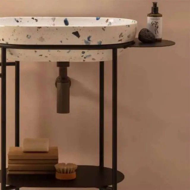 Globo Ring Консоль напольная 65x42х84,5 см, без отв. под смеситель, с полотенцедержателем, цвет: черный матовый