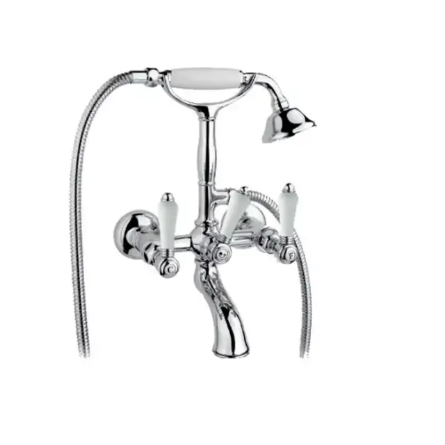 Nicolazzi Petit Mont Blanc Смеситель для ванны с душем duplex настенный на 2 отверстия, излив: 155 мм, цвет: хром