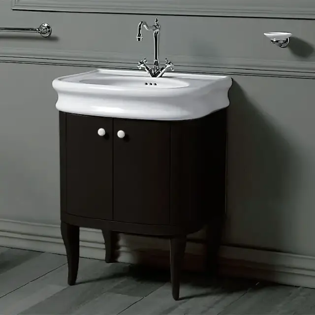 SIMAS Lante Комплект мебели, тумба с двумя дверцами, раковиной, 70см, напольный, цвет: черный