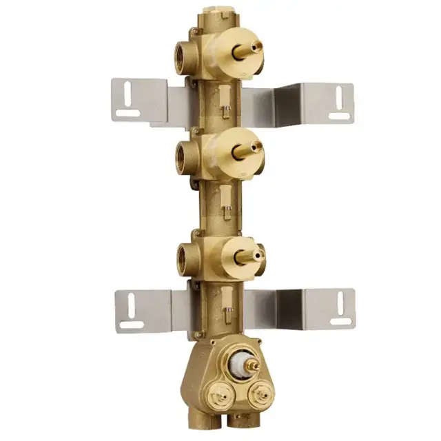 Bossini Встраиваемая часть термостата с  запорным клапаном и 2 дивиатора на 2 выхода, (5 выходов) высокой пропускной способности на ¾”, уст-ка верт/гор.