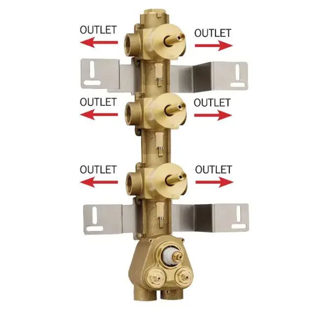 Bossini Встраиваемая часть термостата 3 дивиатора на 2 выхода, (6 выходов) высокой пропускной способности на ¾”, уст-ка верт/гор.
