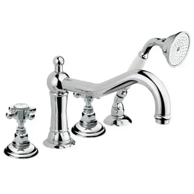 Nicolazzi Half Dome Смеситель для ванны на 4 отверстия, изливом 246мм и ручным душем, цвет: хром