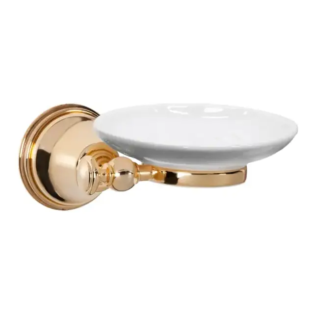 TW Harmony 106, подвесная мыльница, керамическая белая, цвет: золото