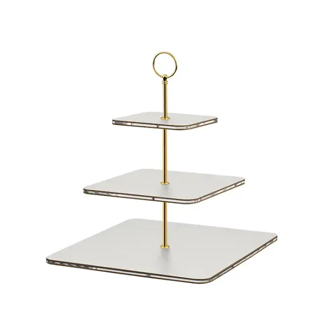 ADJ Сервировочная стойка 30x30xH35см., ручка круглая, цвет: устричный/фурнитура золото