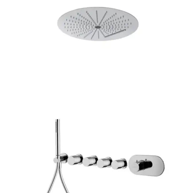 Fima Carlo Frattini Sistemi doccia Душевая Система с верхним душем 40см., смеситель термостатический, с ручным душем, на 4 выхода, цвет: хром