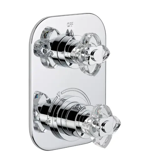 THG Pétale de cristal clair Смеситель для душа, термостатический, с переключателем на 2 потока, цвет: хром/прозрачный хрусталь