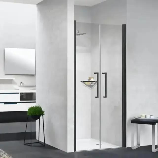 Novellini Young Душевая дверь 87-91х200см., распашная двойная дверь, в нишу, цвет: черный