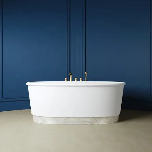 Devon&Devon Holiday Ванна 175.7х66.5х89.7 см, из WHITE TEC PLUS, с донным клапаном с крышкой из WHITE TEC (цоколь белый), отдельностоящая, цвет: белый