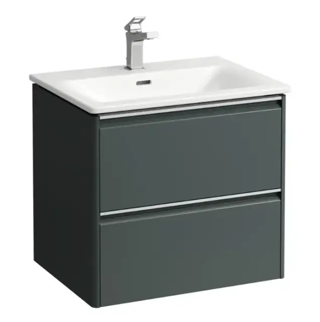 Laufen Palace Комплект мебели 600х450х545 мм., с раковиной Slim, 2 ящика, органайзер для ящика, ручка анодированный алюминий, цвет: интенсивный серый
