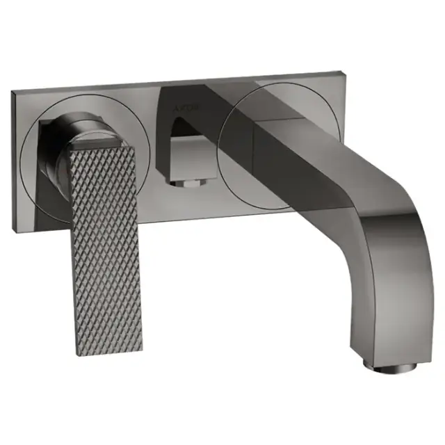Axor Citterio Смеситель для раковины, встраиваемый, излив: 22см, с панелью, текстура, цвет: полированный черный хром