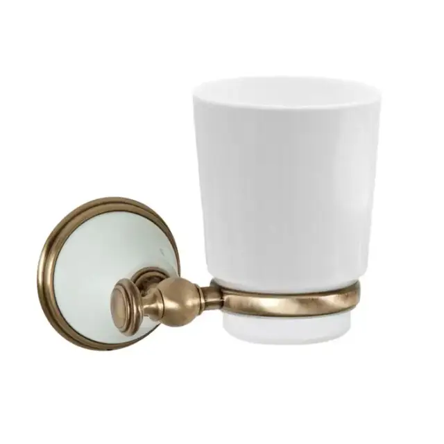 TW Harmony 109 Стакан подвесной, керамический (белый), цвет: белый/бронза