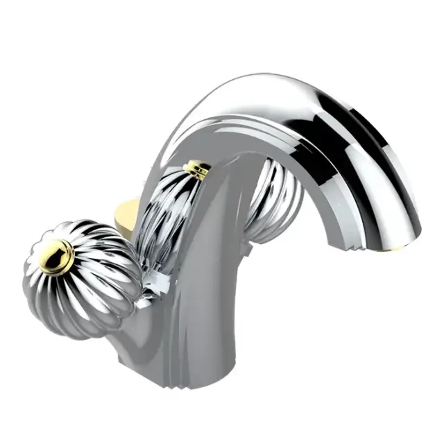 THG Mandarine metal Смеситель для раковины на 1 отверстие, с донным клапаном, цвет: хром/золото