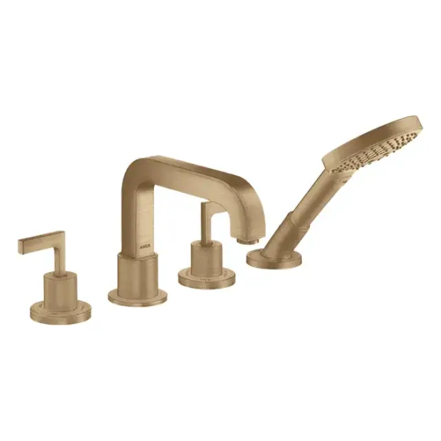 Axor Citterio Смеситель на борт ванны, на 4 отв., ручка: рычаг, с ручным душем, цвет: шлифованная бронза