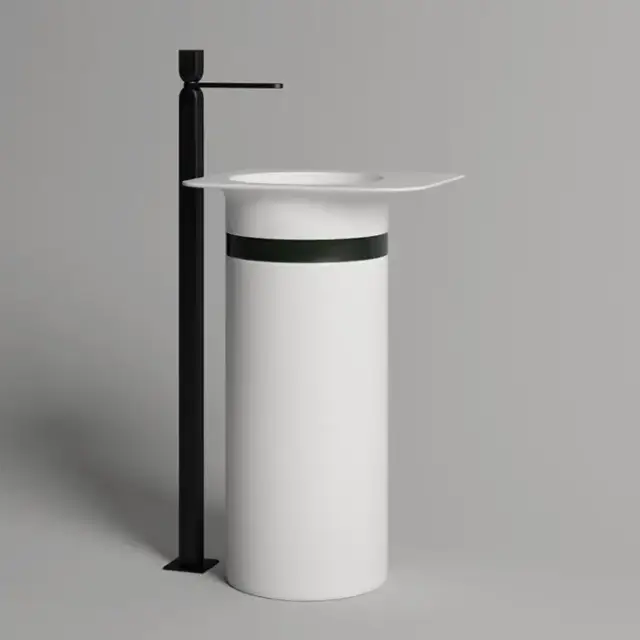 Salini Ninfea Раковина напольная 54.5х44.7х88cм, без отв.под смеситель, донный клапан &quot;Up&Down&quot;, сифон, S-Stone, цвет: белый матовый